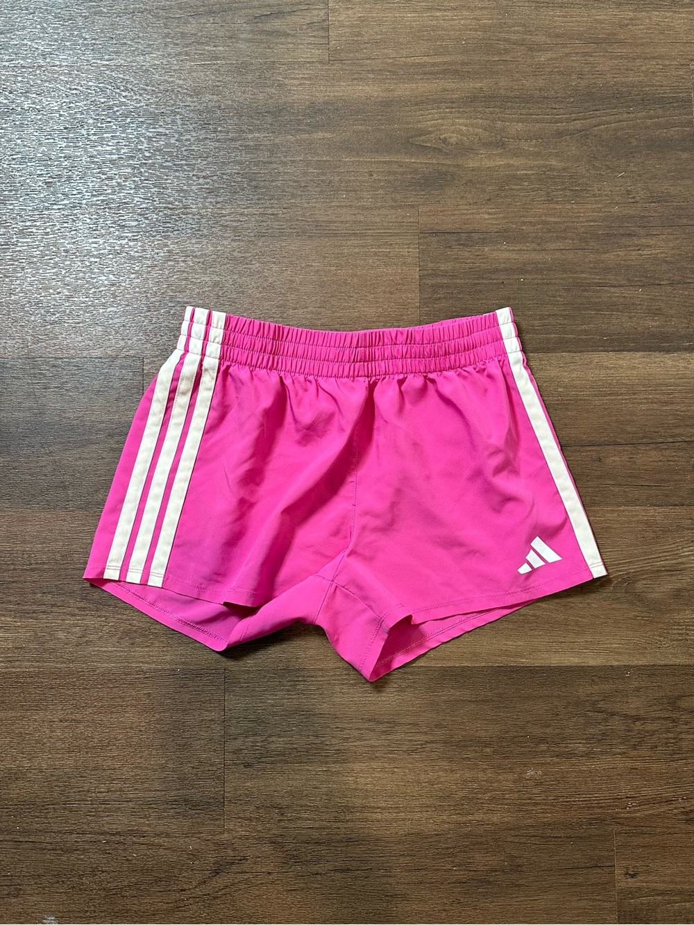 adidas Hot Pink Girls' Athletic Shorts with White Stripes